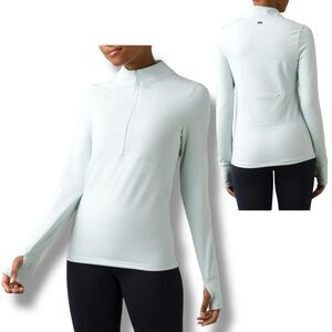 prAna Pullover Womens S Blue Half Zip Ice Flow Thumbholes Zip Pocket Performance